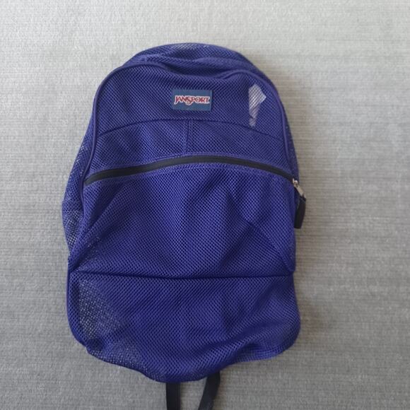 JanSport Full Mesh See Through Backpack Bag Purple Unisex VTG - Picture 1 of 8